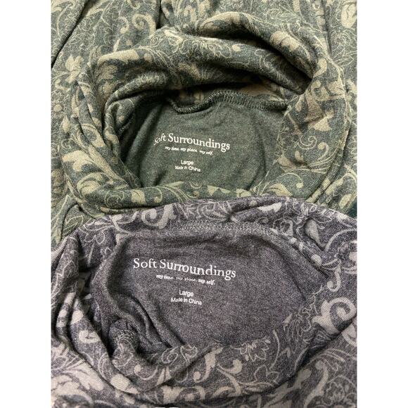 Soft Surroundings Turtleneck Lot Of 2 Floral Paisley Green‎ Grey Large - Picture 11 of 11